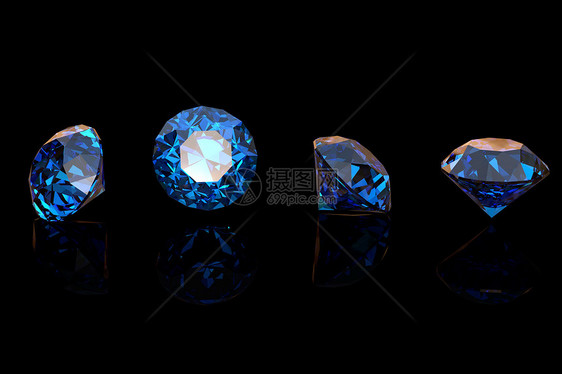 圆蓝色蓝宝石未婚妻奢华石头版税水晶圆形火花珠宝新娘钻石图片