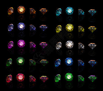 宝石收藏水晶黄色钻石圆形珠宝红宝石奢华蓝宝石紫晶图片