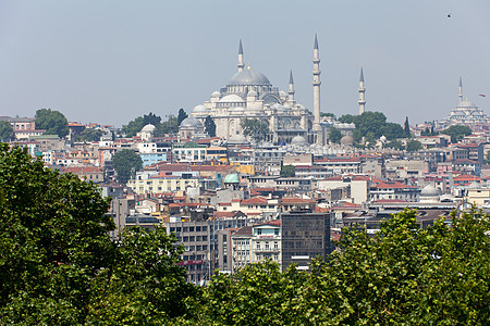 伊斯坦布尔     塔普卡皮宫殿的全景脚凳尖塔加拉塔吸引力历史文化蓝色纪念碑景观历史性图片