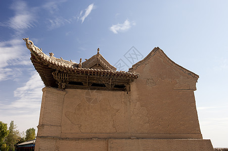 中国传统的古老建筑 有泥墙背景图片