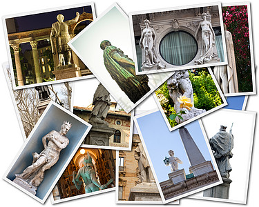 雕像拼贴图照片马赛克文化明信片旅游纪念碑相片雕塑假期城市背景图片