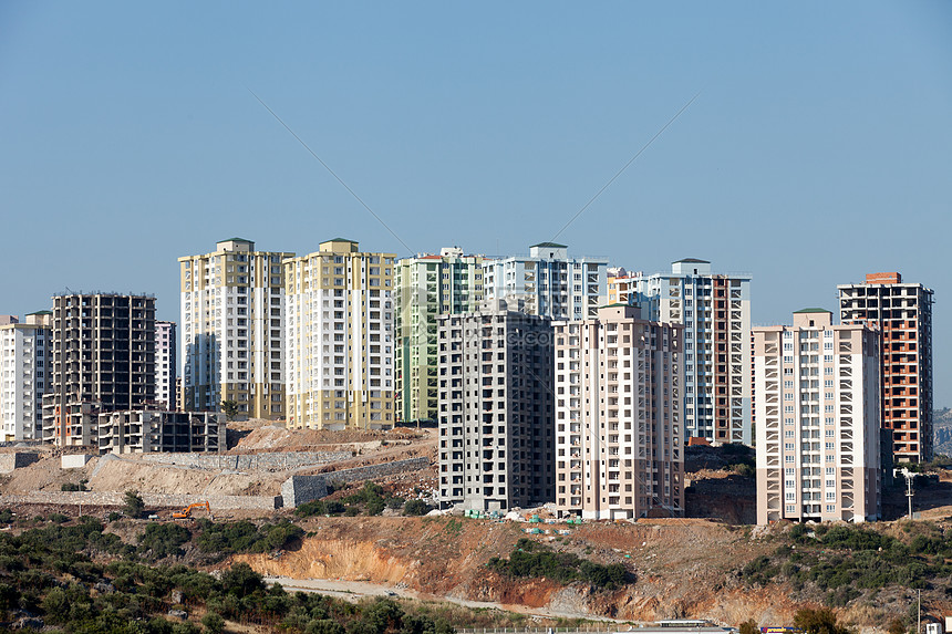 对正在建造的现代建筑进行全天观观测构造办公室建筑物住宅财产工作城市酒店套房奢华图片