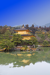 京角寺庙吸引力松树佛教徒明信片游客池塘旅游宝塔地标亭子图片