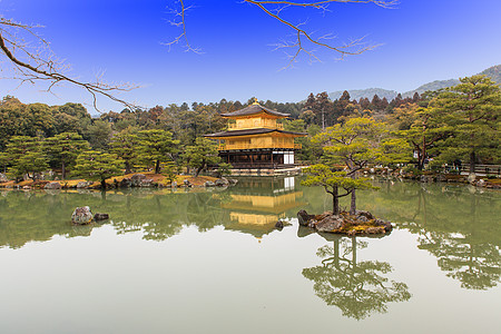 京角寺庙旅行森林遗产松树文化佛教徒吸引力亭子地标明信片图片