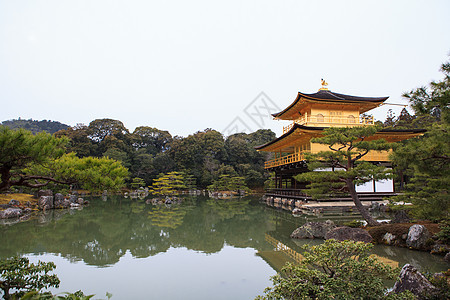 京角寺庙亭子地标松树池塘公园宝塔观光佛教徒森林文化图片