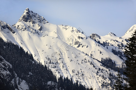 肯德尔佩克山雪山斯诺夸尔梅过华盛顿森林风景旅行爬坡崎岖生态天空地形树木季节图片