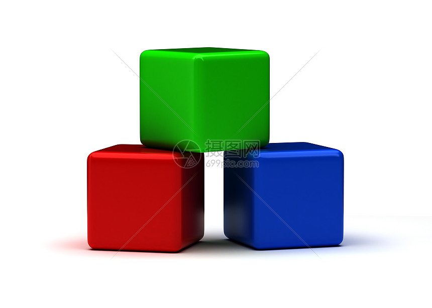 多彩立方体计算机蓝色红色绿色插图积木盒子合金灰色建造图片