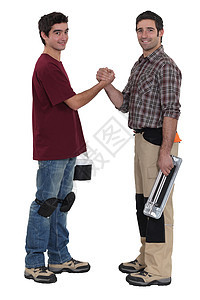 两个体力工人互相打招呼职业领班商业修理工人士愿望承包商男人经理商务图片