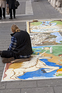 麦当纳罗街道绘画艺术家路面行动男人画家背景图片