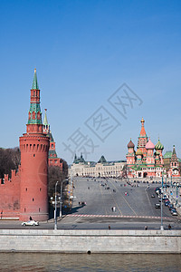 莫斯科克里姆林宫塔和瓦西列夫斯基的后裔 莫斯科图片