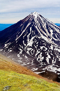 在堪察加顶峰旅游公园锥体全景火山旅行石头天空环境图片