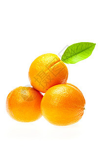 白纸上隔离的绿叶橙小路水果白色橙子绿色叶子食物剪裁图片