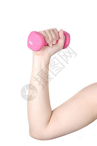 握着粉红色的哑铃健身房活动运动员工作金属肌肉杠铃抽水力量饮食图片