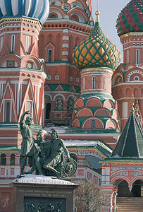 圣巴西尔大教堂和Minin和Pozharsky纪念碑图片