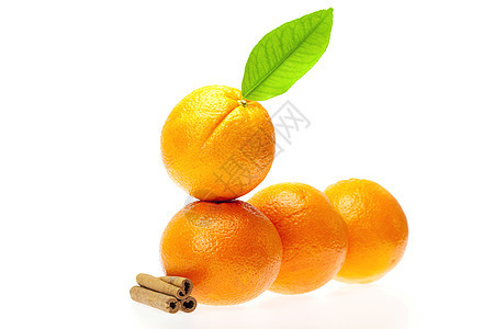 橙色 白叶与白叶隔绝剪裁小路橙子水果叶子白色食物绿色图片