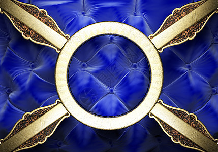 金金在织布背景上蓝色衣服奢华装饰金属歌剧仪式装潢展览奖项图片
