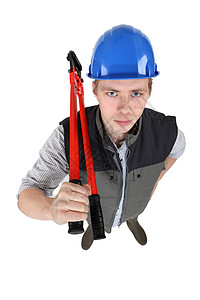 建筑工人 装有螺栓管安全螺栓收割机男生工具商业工人安全帽情况刀具图片