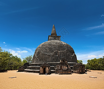 基里维哈拉     古老的佛教达哥巴stupa晴天桐精舍佛塔石头佛教徒废墟寺庙图片