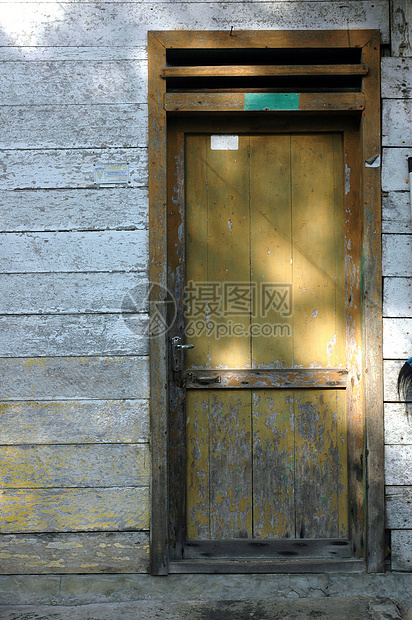 旧木门古董橡木房子乡村入口建筑石头风化住宅木板图片