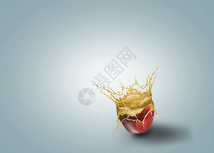 鲜汁从苹果中涌出食物果汁洗涤水果气泡饮食飞溅运动波纹活力图片