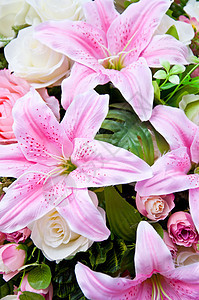 人工花树叶丝绸织物玫瑰植物群植物粉色花束图片