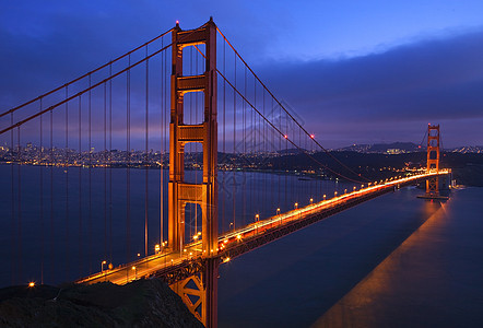 金门桥金门大桥 日落粉红天空夜幕 圣光之夜图片