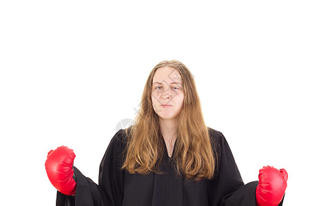 带拳击手套的律师系统法庭格斗工作总理府长袍司法女士商业民法图片