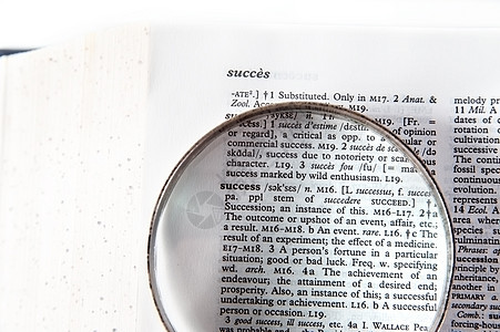 成功单词的放大镜知识词典字典英语学习宏观水平财产白色镜片图片