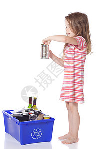 年轻女孩回收利用塑料回收盒子喜悦垃圾乐趣生态青年幸福教育图片