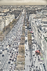 巴黎街道历史性天空防御圆顶街道交通天线摩天大楼建筑物图片