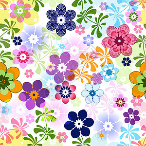 春季多彩无缝花卉形态紫色墙纸包装装饰品漩涡圆点滚动插图纺织品图片