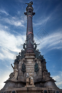 巴塞罗那哥伦布纪念碑 西班牙纪念碑天空探险家雕塑建筑学蓝色历史性雕像广场正方形图片