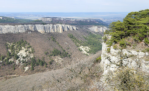 山洞城市MangupKale海岸高原蓝色热带地平线风景场景天空旅行岩石图片