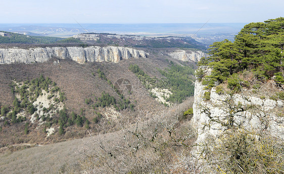 山洞城市MangupKale海岸高原蓝色热带地平线风景场景天空旅行岩石图片