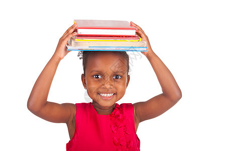 可爱的非洲小女孩有书卷曲孩子爆炸女儿情感女性快乐女孩多样性头发图片