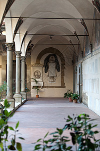 意大利佛罗伦萨巴西公司大教堂风格建筑学画廊庭院走廊教会花朵柱廊图片