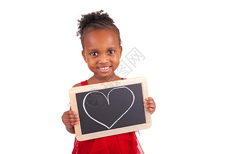 可爱的非洲小女孩 带石板多样性女儿乐趣女学生头发教育快乐情感童年卷曲图片