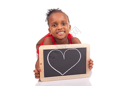 可爱的非洲小女孩 带石板孩子童年婴儿教育卷曲工作室情感幸福女性爆炸图片