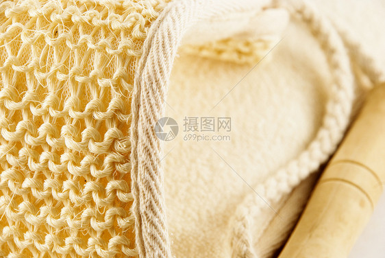 白上隔绝的野狼编织小麦木头白色黄麻刷子手工温泉面巾图片