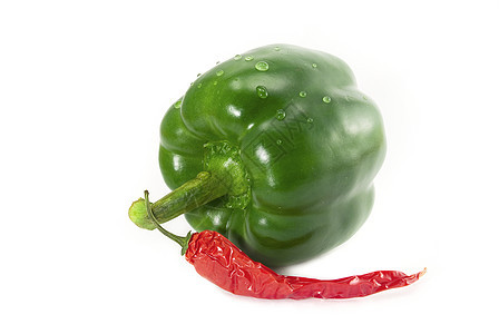 白上隔离的胡椒和辣椒辣椒蔬菜活力美食健康食物绿色图片