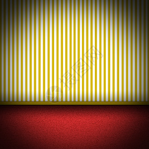 红色地毯地板和黄条纹井纸的红色图示图片