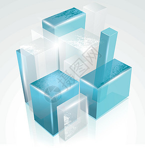 3D 玻璃矩形抽象背景广告海报蓝色插图网络技术想像力立方体反射辉光图片