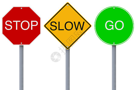 停止慢跳路标交通黄色圆圈绿色钻石信号灯白色标志红色图片