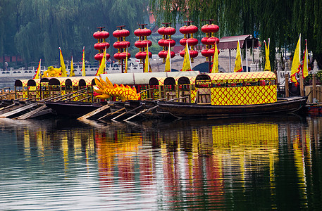 中国北京豪海湖游艇餐厅城市倒影树木旅行花园景观历史文化酒吧图片