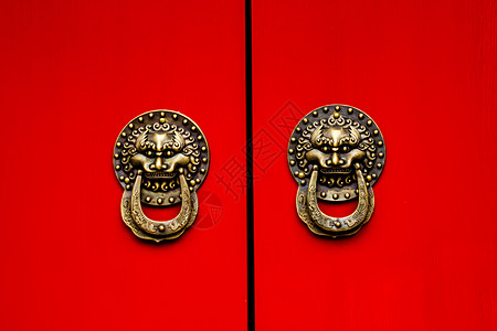 中国北京后海红门华丽龙铜门环图片