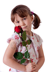 可爱的小女孩女孩幸福冒充孩子女性红色青年情人玫瑰童年图片