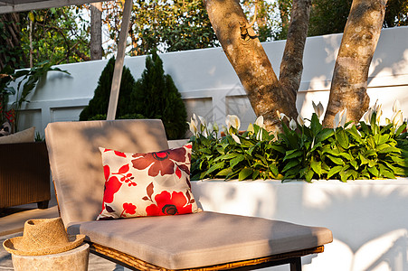 与Sunlonger一起的别墅花园枕头阳光家具晴天奢华休息后院花朵门廊靠垫图片
