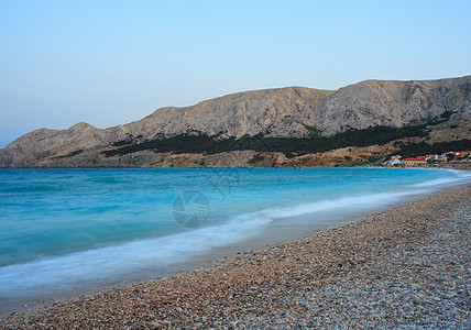 克罗地亚巴斯卡荒野天空冲浪海岸假期蓝色场景波浪天蓝色海水图片