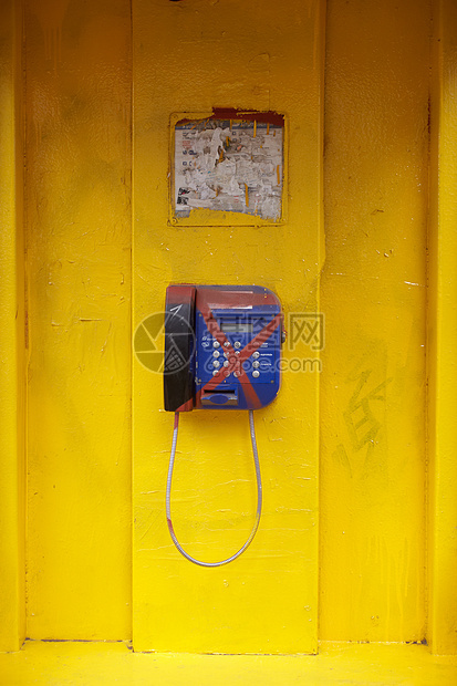 黄色公共电话技术展示说话电讯数字卡片城市情况民众按钮图片