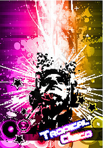 DJ 形状的光爆炸迪斯科飞轮俱乐部夹子坡度工作室夜生活迪厅海报骑师技术立体声图片